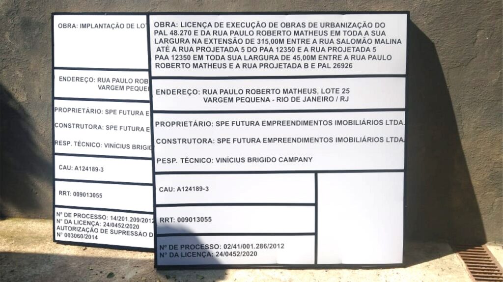 Placas de obra padrão prefeitura